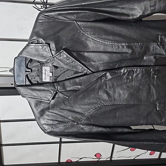 Vintage Leather Jacket Black Size Large - Picture 2 of 5